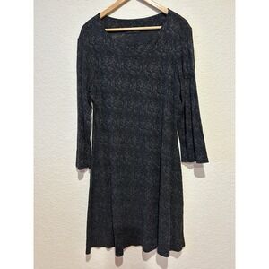 Cut loose Tunic Dress Black Gray Size L Lagenlook Boho Casual Art US Made